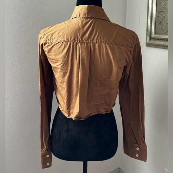 ZARA cropped poplin blouse long sleeves buttoned down Sz XS - Picture 7 of 9